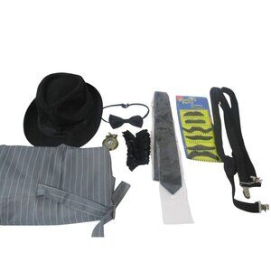 Vintage Manhattan Mens Gatsby Costume Accessories Set Fedora Hat Suspenders